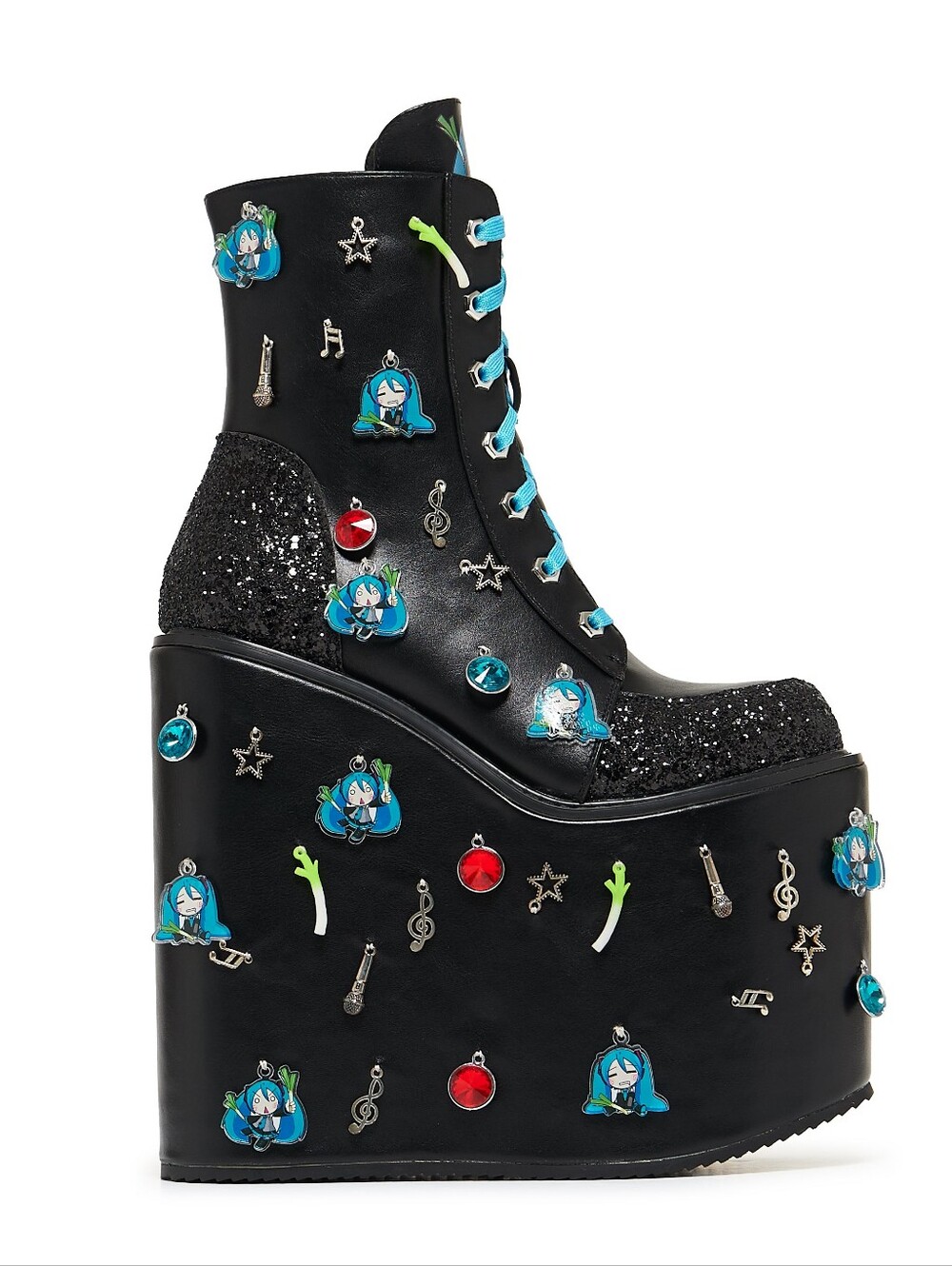 KOI® x HATSUNE MIKO™ Musical Leek Miko Mega Platform Charm Boots | Size 9